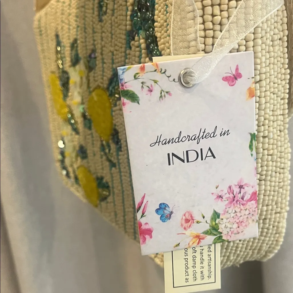 VIRAL Made in India Lemon Beaded Shoulder Bag Yellow - Image 2