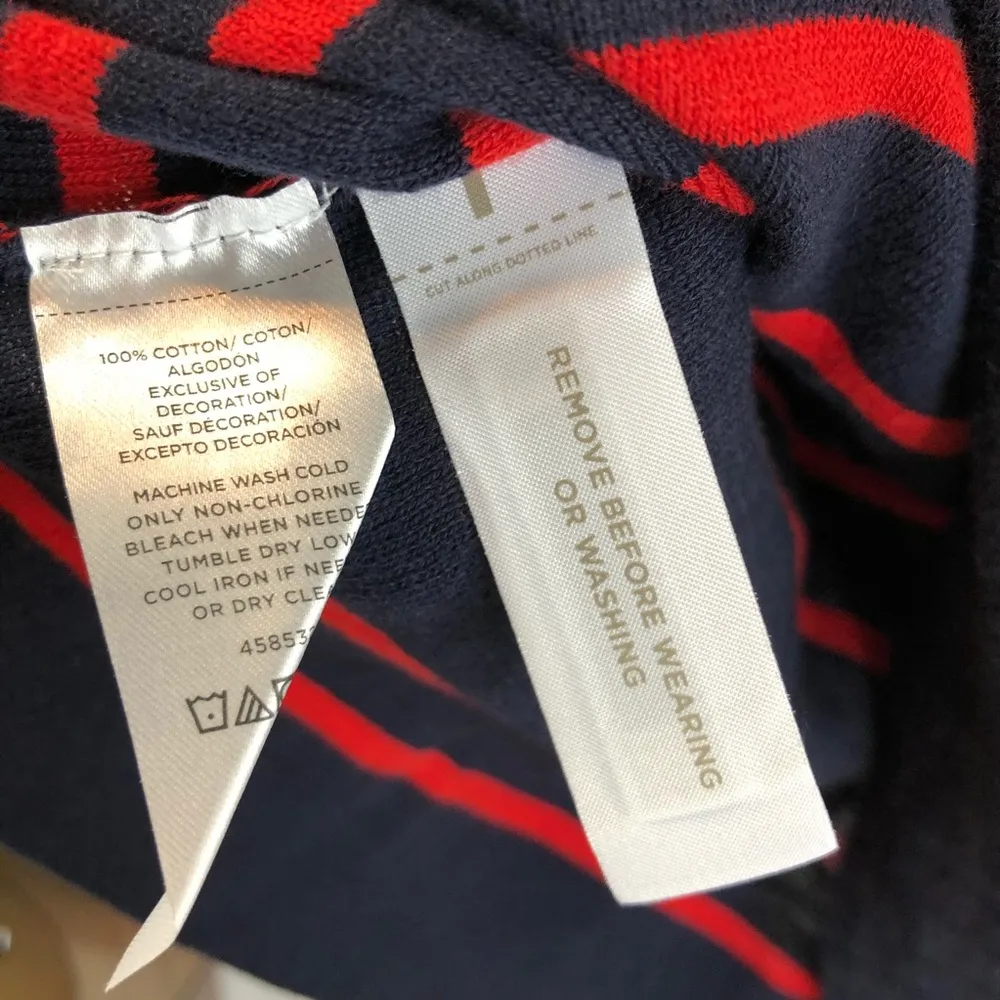 Tasseled Tie Neck Tunic Striped Sweater XS - Image 8