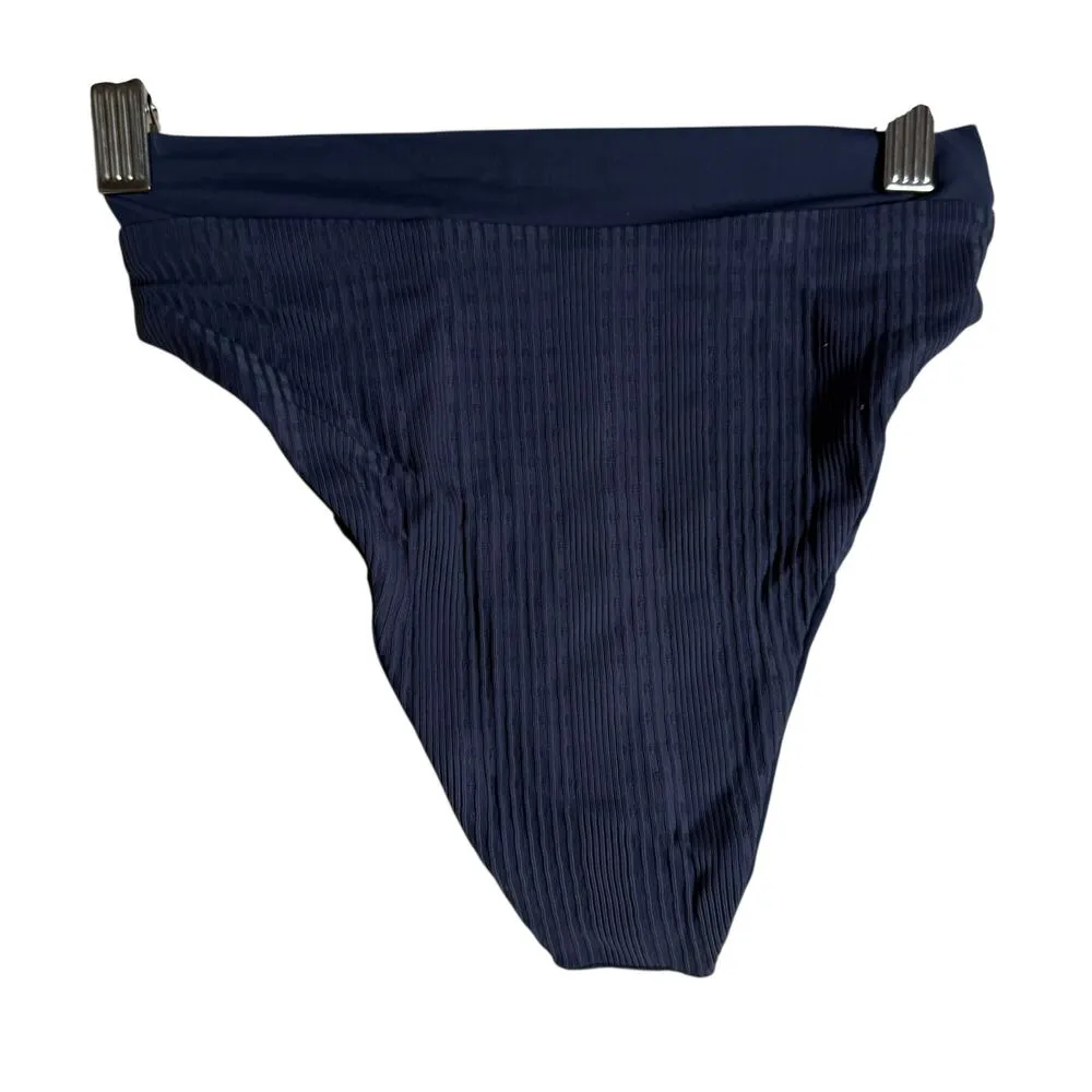 L*Space Court Slate Crossover V Waist Ribbed High Leg Bikini Swim Bottoms XS - Image 7