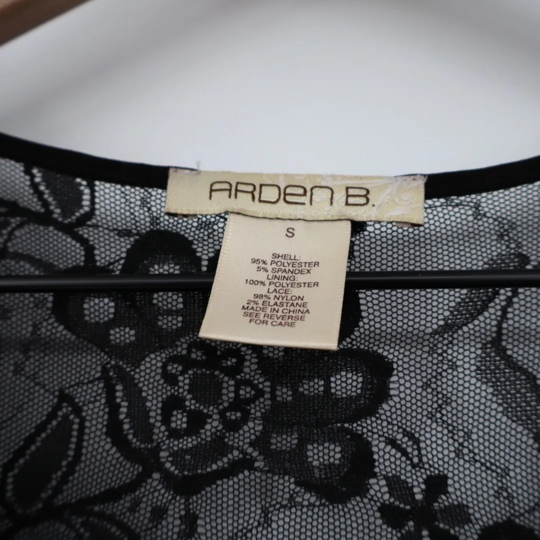 ARDEN B Black Lace Sleeve V Neck Ruched Sheath Mini Dress Size S - Image 3