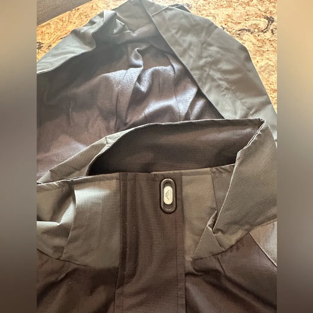 Women’s XXL Waterproof Rain Jacket Removable Hood Dark Green Outdoor Sports Black - Image 4