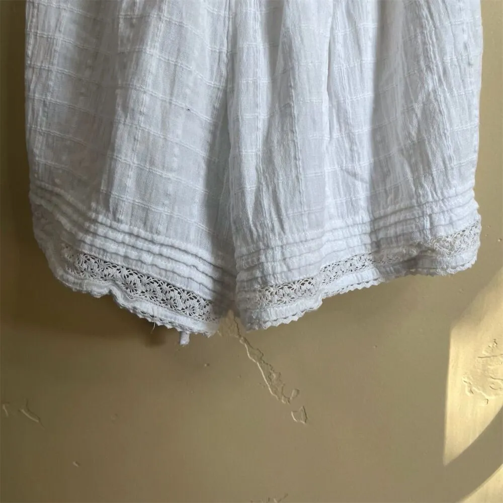 Aerie‎ Women's Size XS White Lace Romper 3/4 Sleeve V-Neck Comfy One-Piece Beach - Image 9