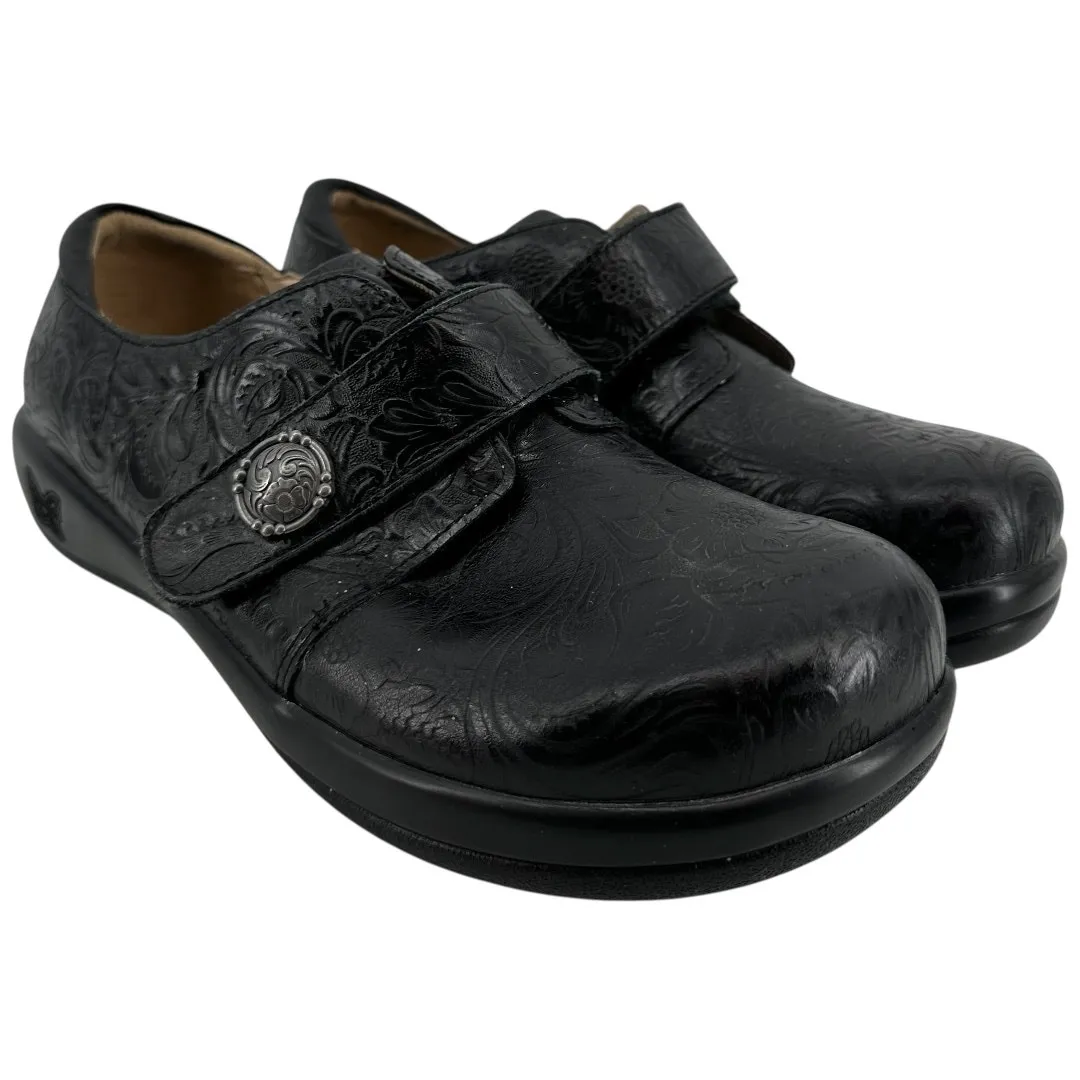 Alegria Joleen Tar Tooled Shoe Leather Slip-Resistant Hook Loop Black 10 - Image 2
