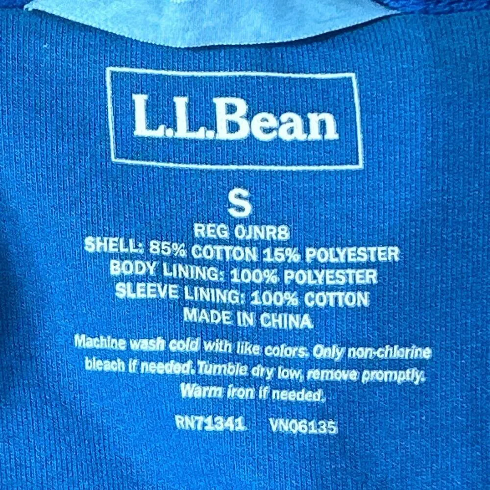 LL Bean Sweatshirt Small Teal Full Zip Fuzzy Fleece Lined - Image 10