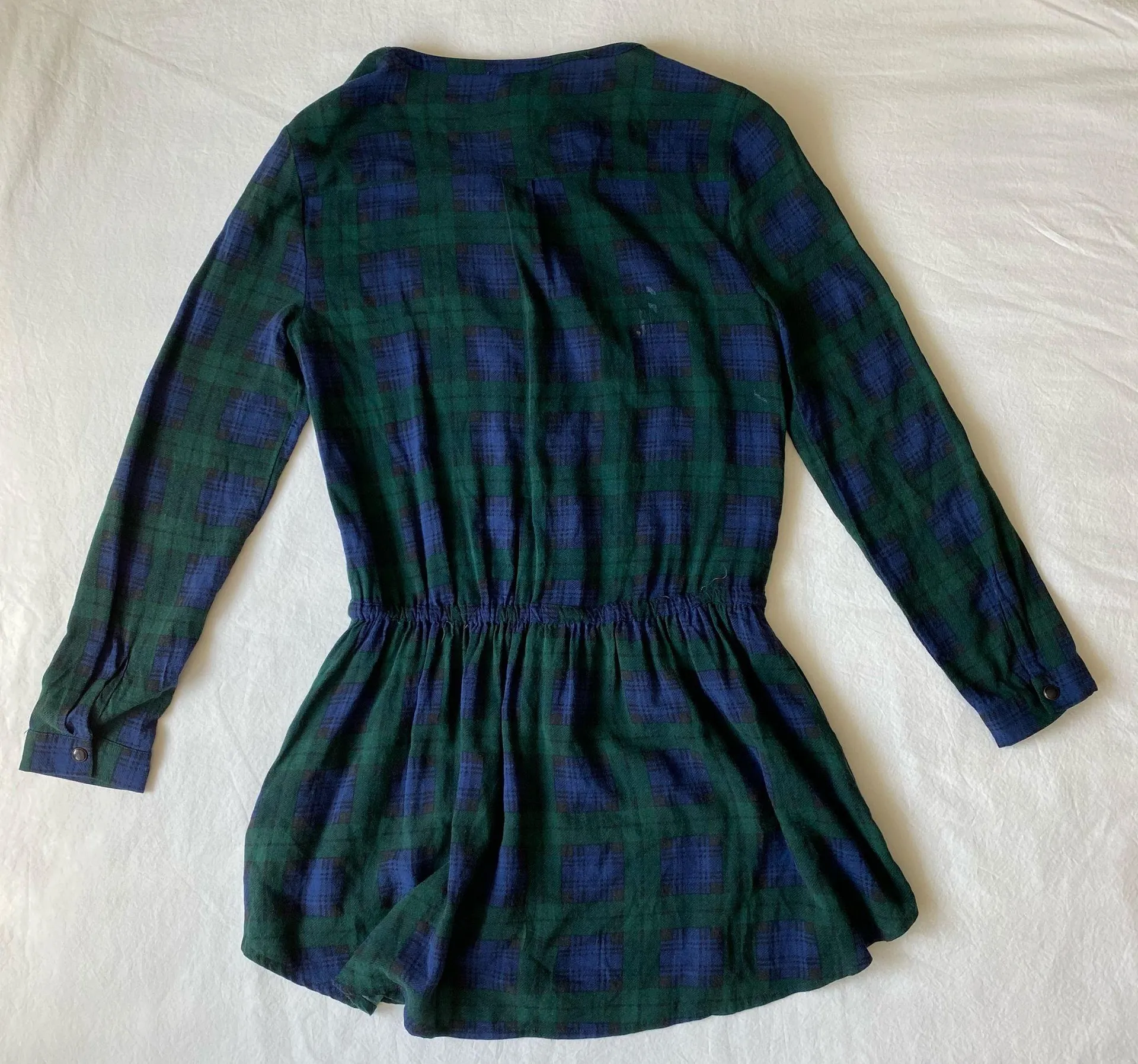 Green Purple Tartan Button Up Casual Dress - Image 8