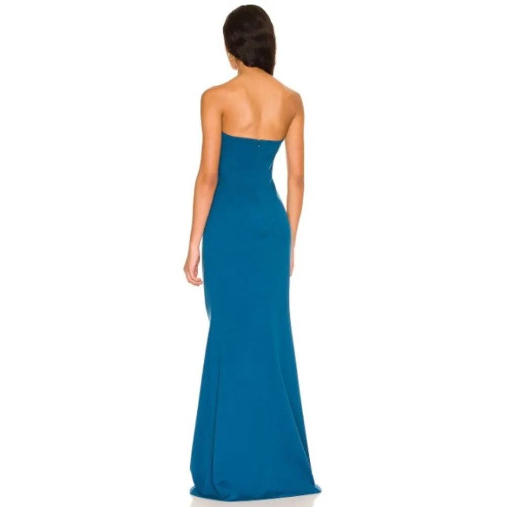 Katie May Dress Womens Large Crush Gown Ocean Blue Strapless Plunging V Neck NWT - Image 3