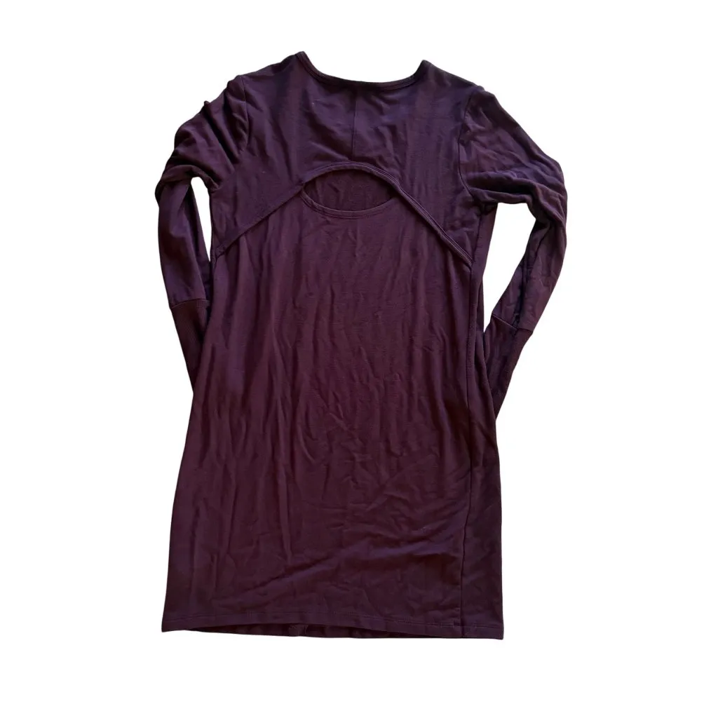 Athleta Long Sleeve Burgundy Dress With Back Cutout XS Modal/Spandex - Image 3