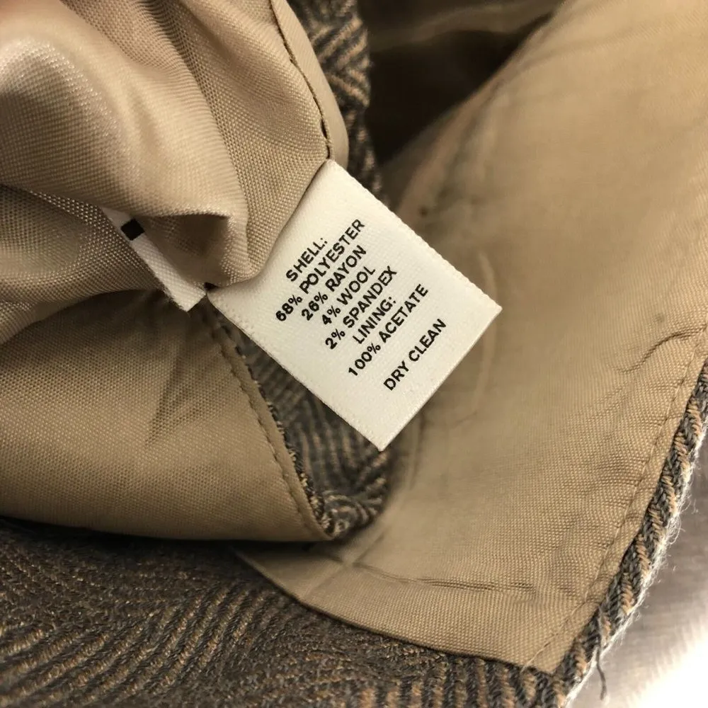 Ann Taylor LOFT Marisa Dress Pants Wool Blend Herringbone Metallic Brown 10 - Image 4