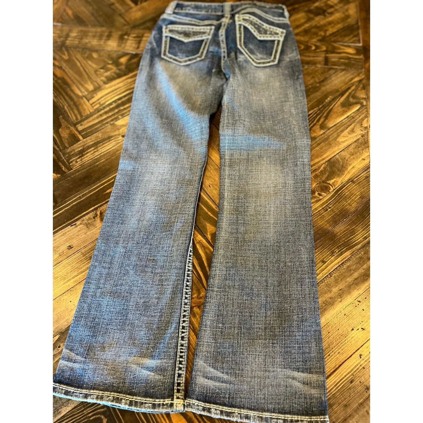 Rock & Roll Cowgirl Jeans Women 28x32 Rhinestones Y2K Thick Stitch Western - Image 3