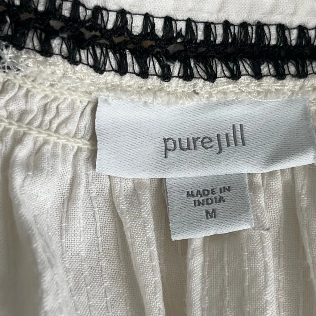 J. Jill Pure Jill Embroidered Peasant White Top Women’s Size M 3/4 Sleeves Size M - Image 8