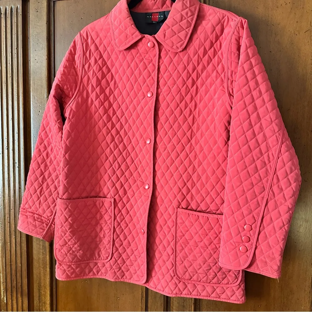 Gallery Pink and Orange Puffer Jacket with Quilted Texture - Image 2