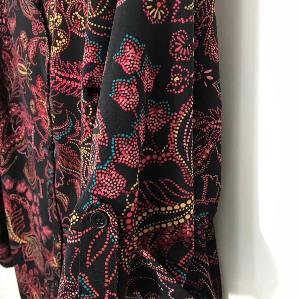 Catherines Black Button Down with Red and Pink Paisley Design 1XWP Size undefined - Image 4