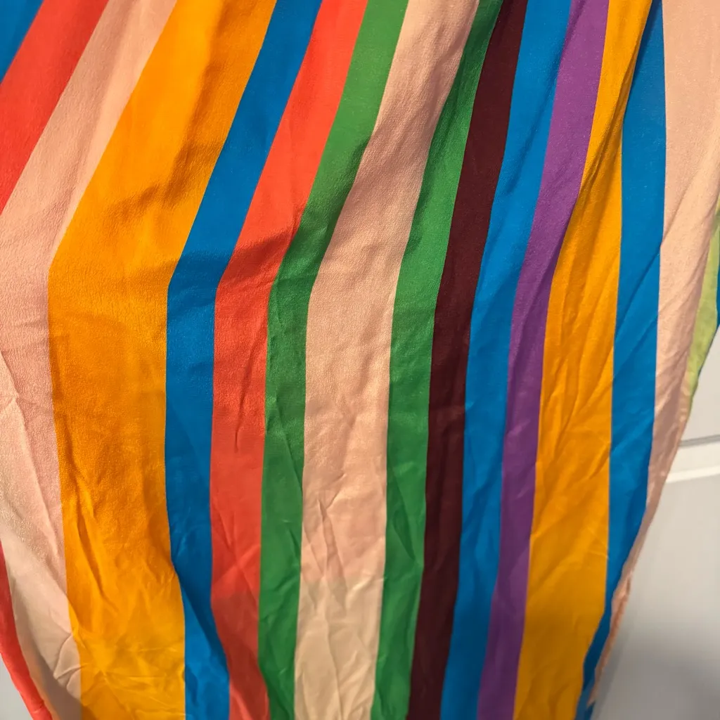 Marie Oliver Elena Striped Silk Halter Multi Colored Midi Dress | S - Image 5