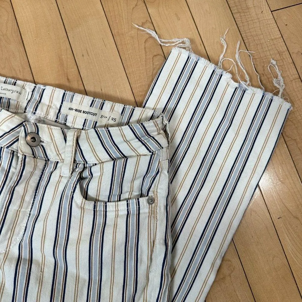 ANTHROPOLOGIE Pilcro High Rise Bootcut Striped Denim Jean Jeans Size 25 - Image 3