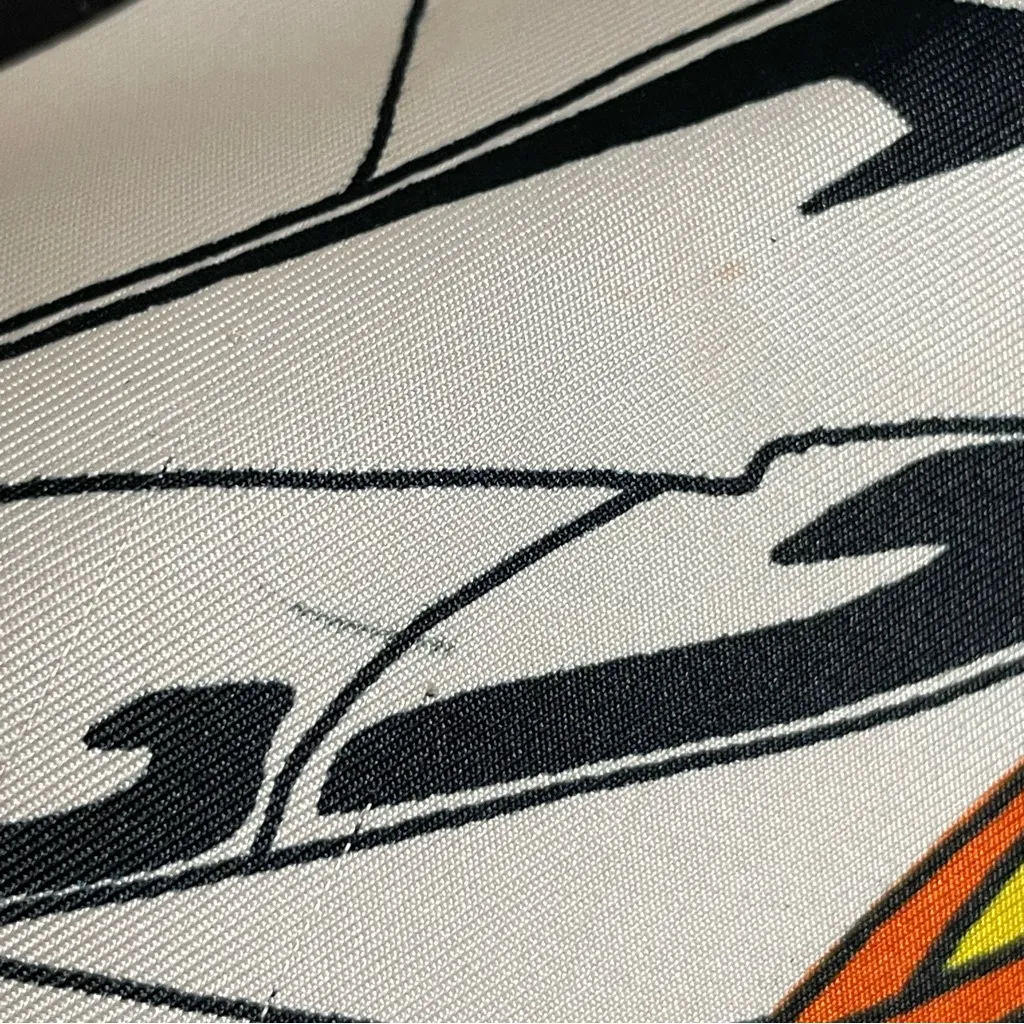 Floral Scarf Orange Gray Artsy Silky Flower Design Square 25.5" x 26" Funky Bold - Image 4