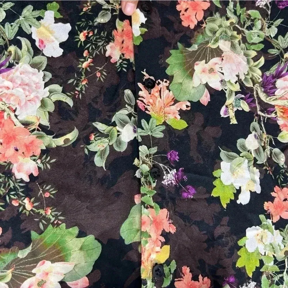 Alice + Olivia Floral Print Longline Button Down Viscose‎ Shirt sz L - Image 6