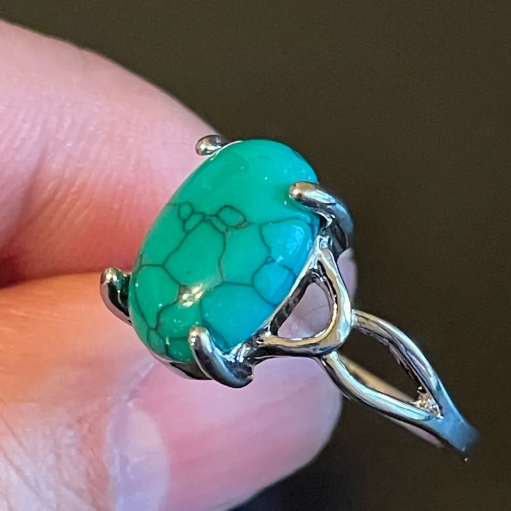 Green turquoise S925 silver ring size 9 - Image 7
