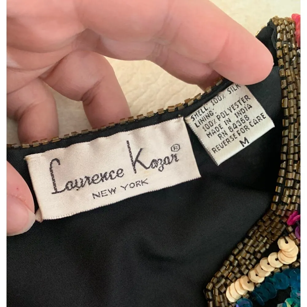 Vintage sequin Laurence Kazar blazer woman’s size medium silk rainbow - Image 3