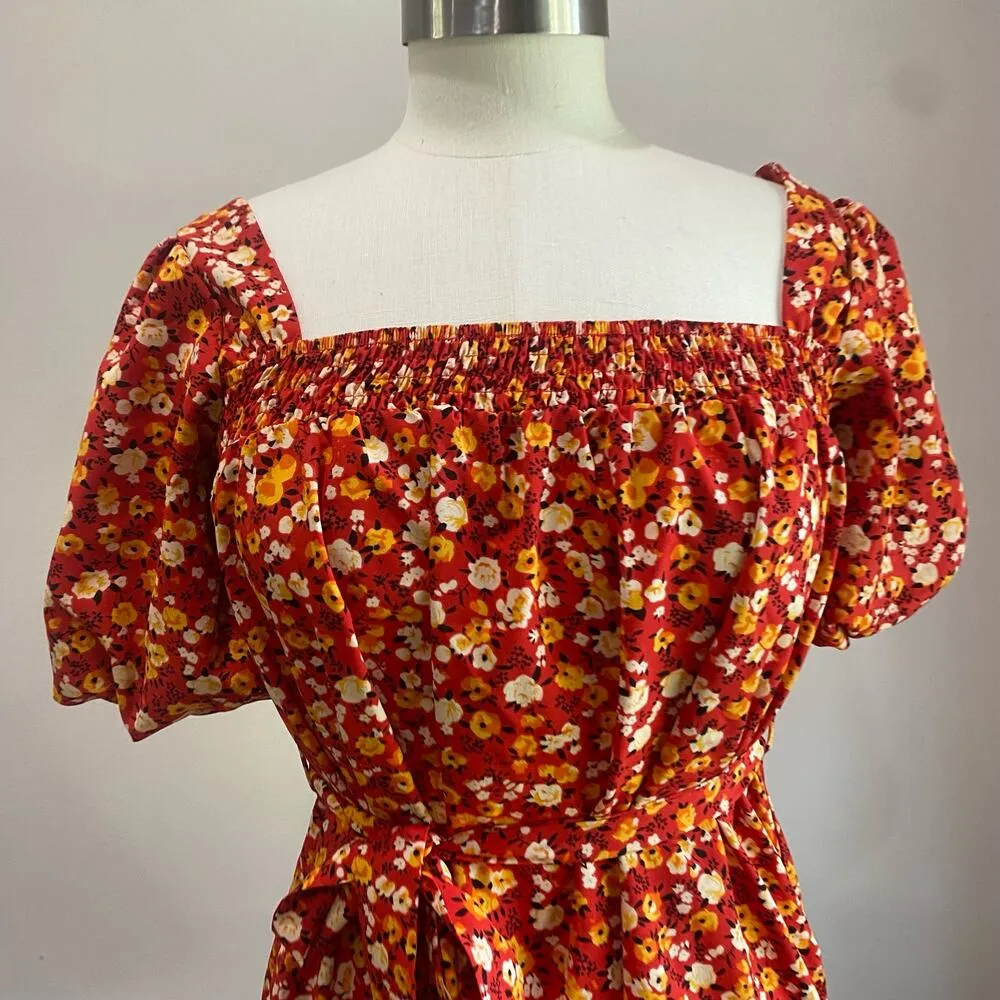 Missguided Casual Floral Mini Printed Belted Dress Size 0 Petite - Image 3