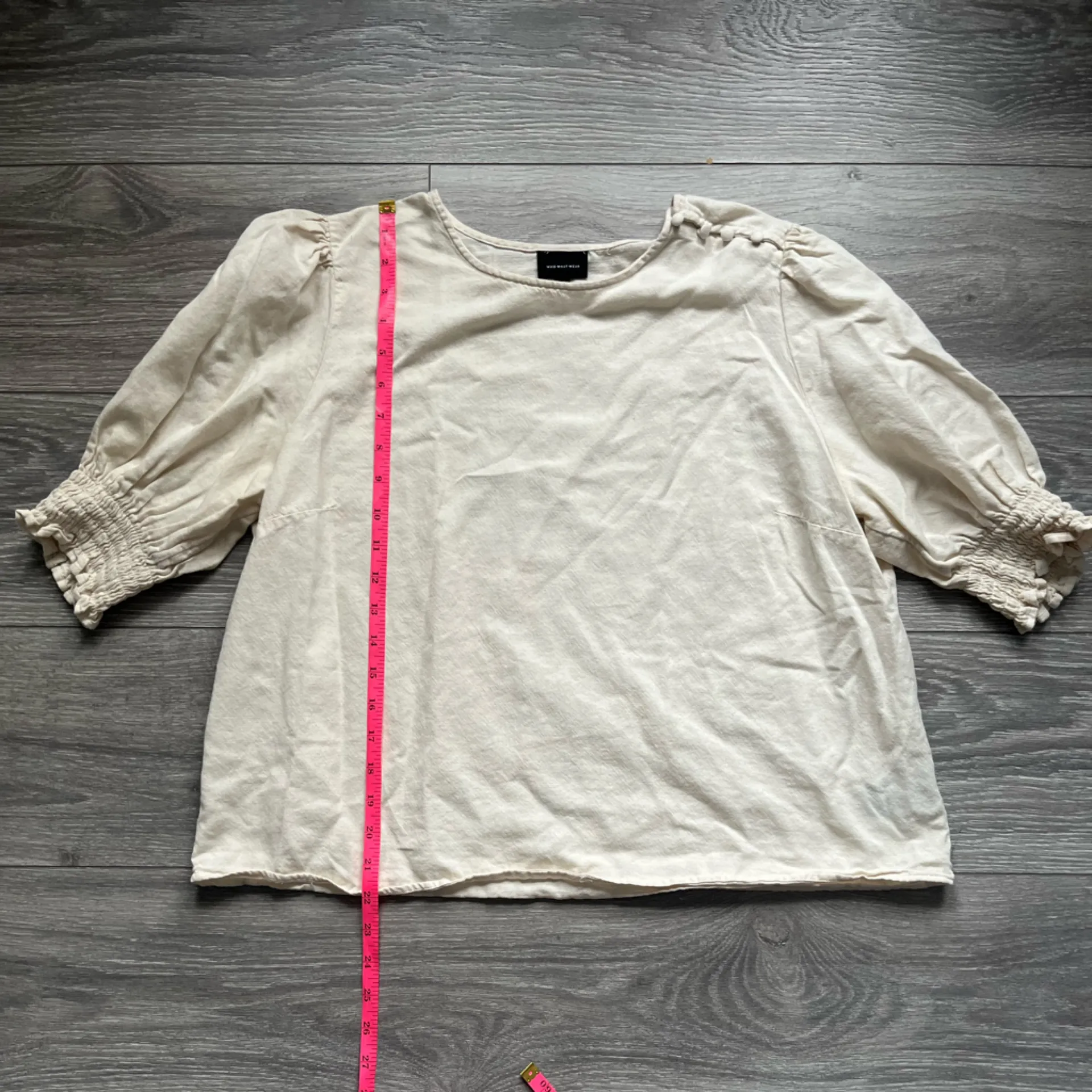 Who What Wear 100% Cotton Cream Puff Short Sleeve Button Accent Top Size XL - Image 7