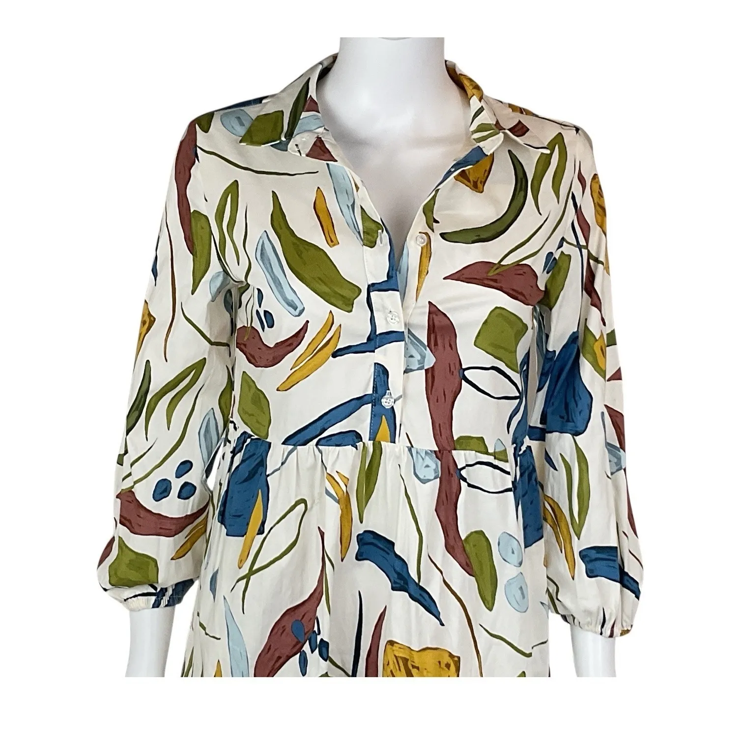 Rachel Zoe Abstract‎ Print Midi Dress Shirt Dress Womens Casual - Image 8