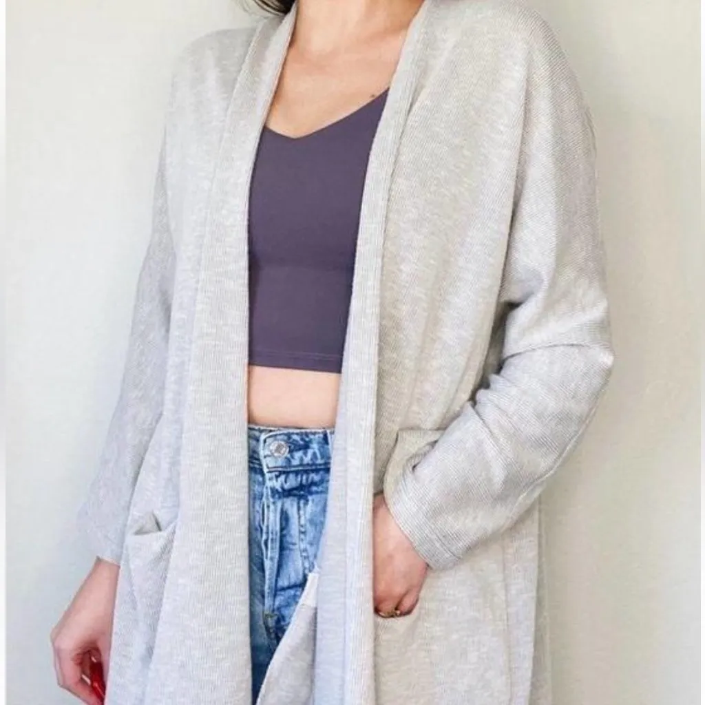 DONNI Anthropologie Sandwash Cardigan OSFM Ribbed Sweater Coat Gray One‎ Size Size undefined - Image 3