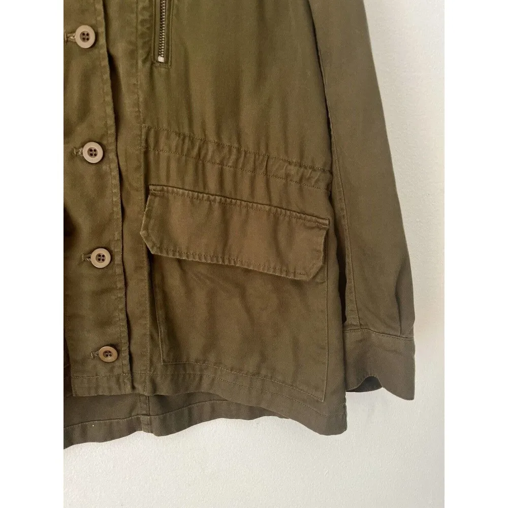 French Connection Army Green Utility Twill Button Front Jacket Women’s Size XS - Image 8