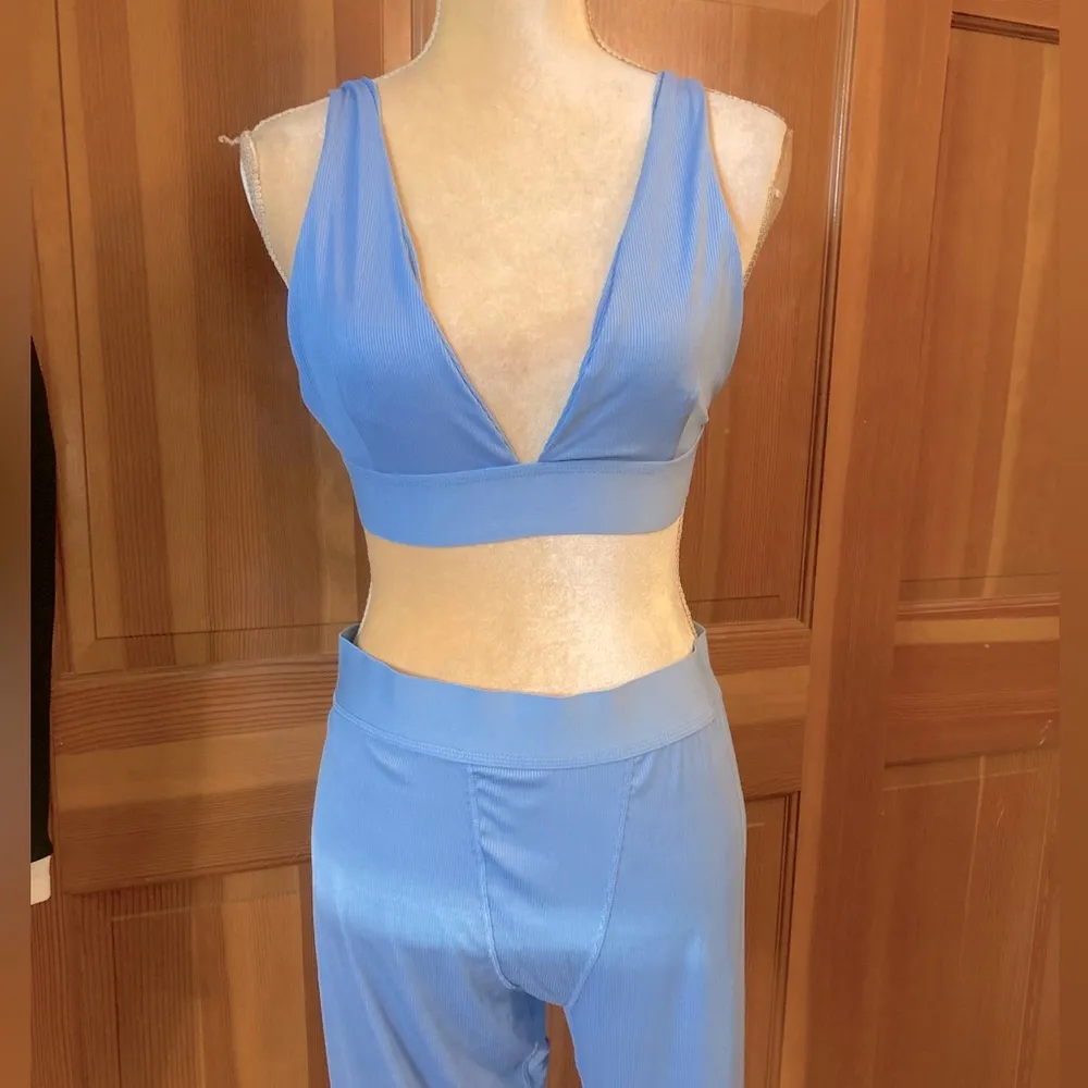 NWT, Lavishly Paris Baby Blue Bralette and Leggings Pajamas Set Size undefined - Image 5