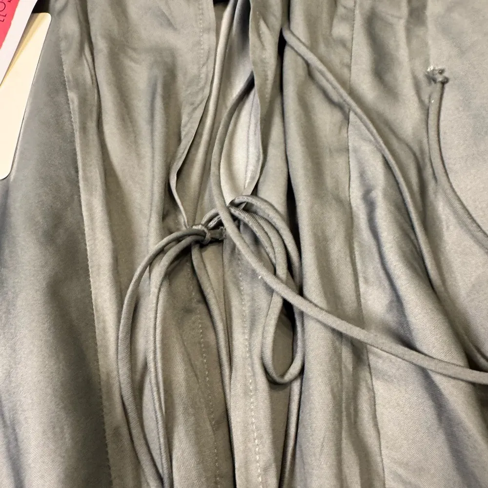 Grade‎ & Gather NWT Green-Grey Maxi Dress Balloon Sleeve Asym Hem Size S - Image 4