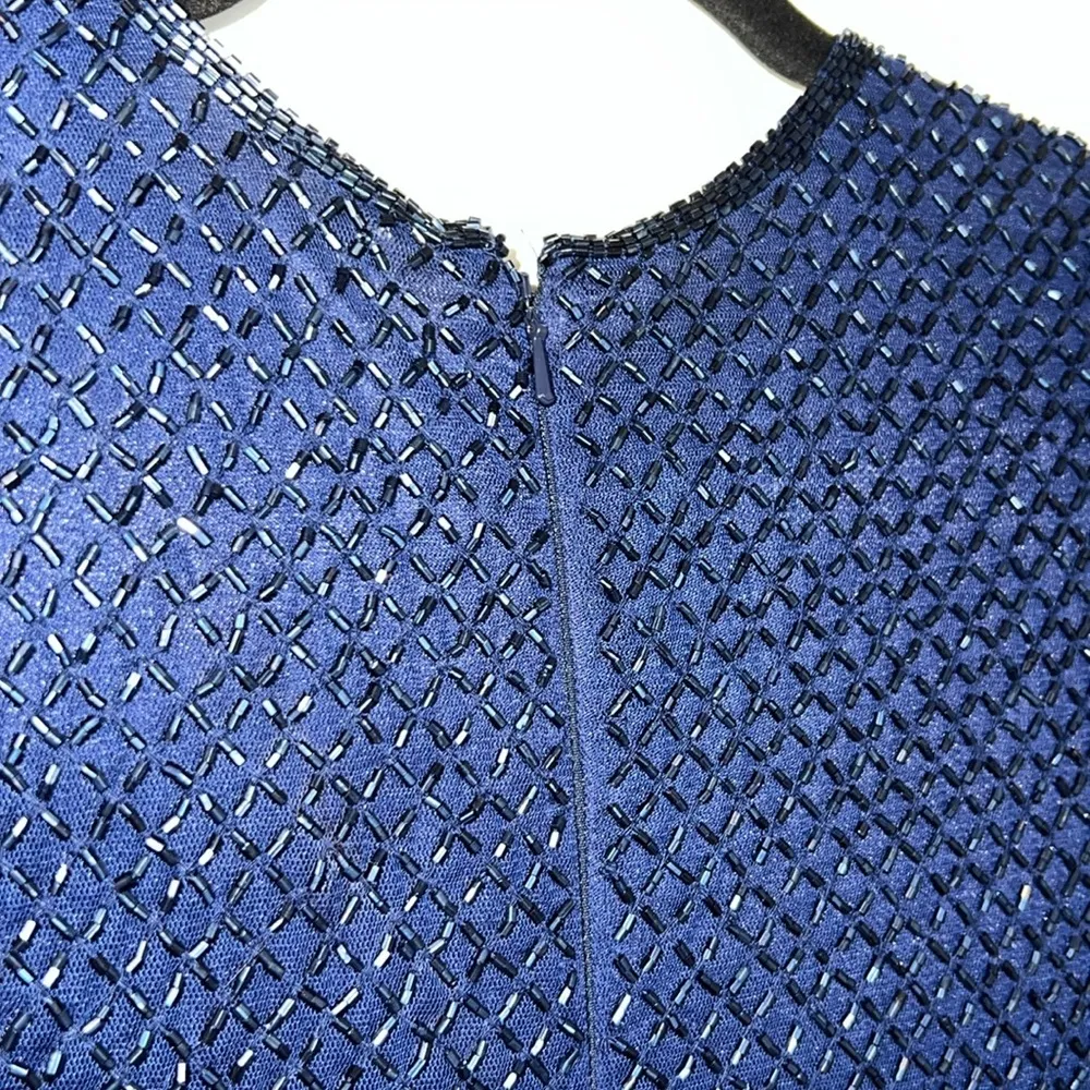 NWT Mac Duggal Beaded High Neck Long Sleeve Gown With Detailed Belt - 5056 - Image 4