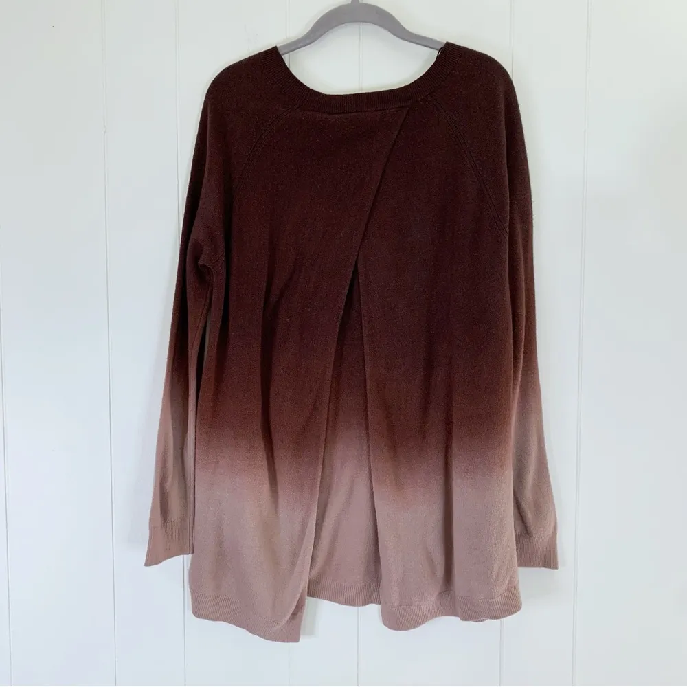Harvé Benard Brown Ombré Split Back Sweater L - Image 2