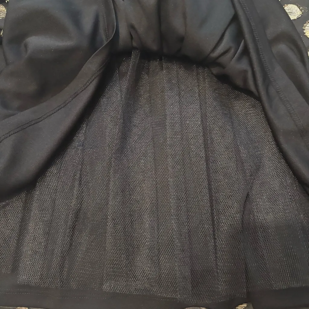 NWT, RONNI NICOLE Special Occasion Black and Gold Metallic Dot Tulle Skirt, Sz 6 - Image 12