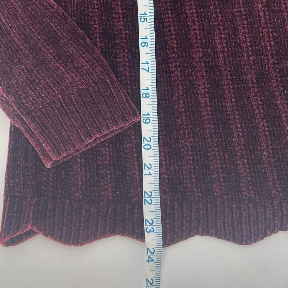 Ava & Viv Women's Target Chenille Scallop Hem Pullover Sweater Burgundy Size X - Image 7