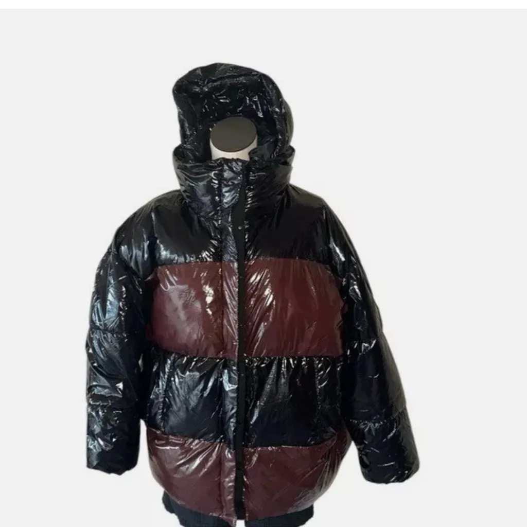 NWT $279 wOMEN BADGLEY MISCHKA Roberta Coat Jacket Puffer Shiny In Brown - Image 9