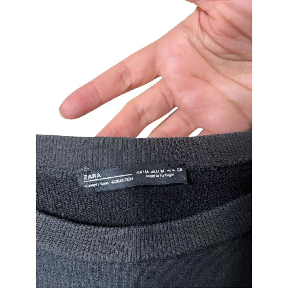 Zara Lace Up Gray/black Crewneck Sweatshirt Size Medium‎ - Image 4