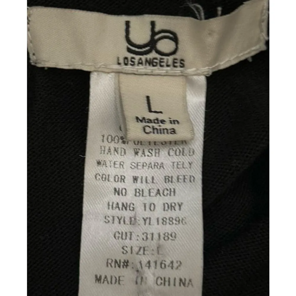 Ya Los Angeles Women's‎ Black Short Sleeve Fringe Blouse Size L - Image 3