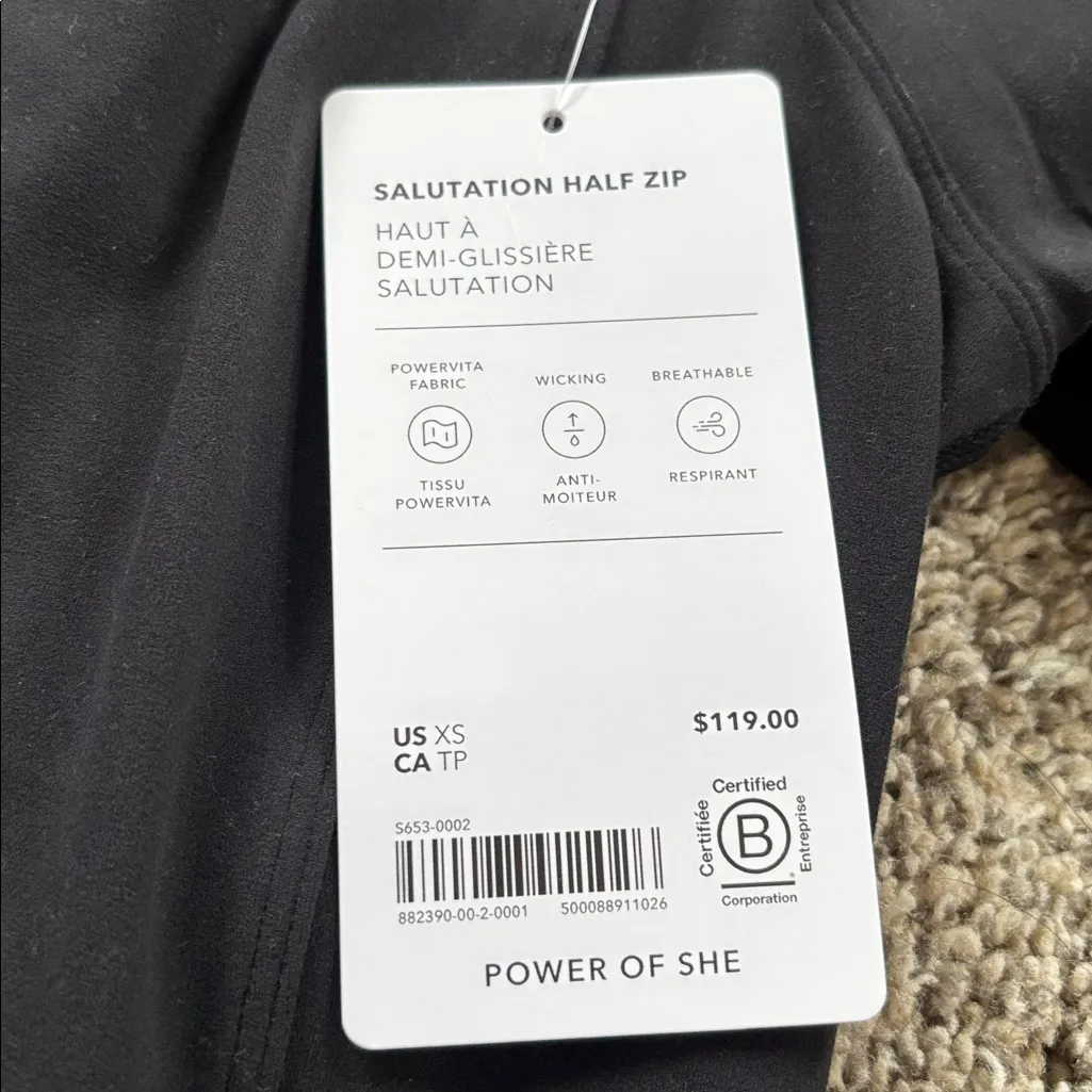 Athleta Salutation Half-Zip size XS NWT - Image 3