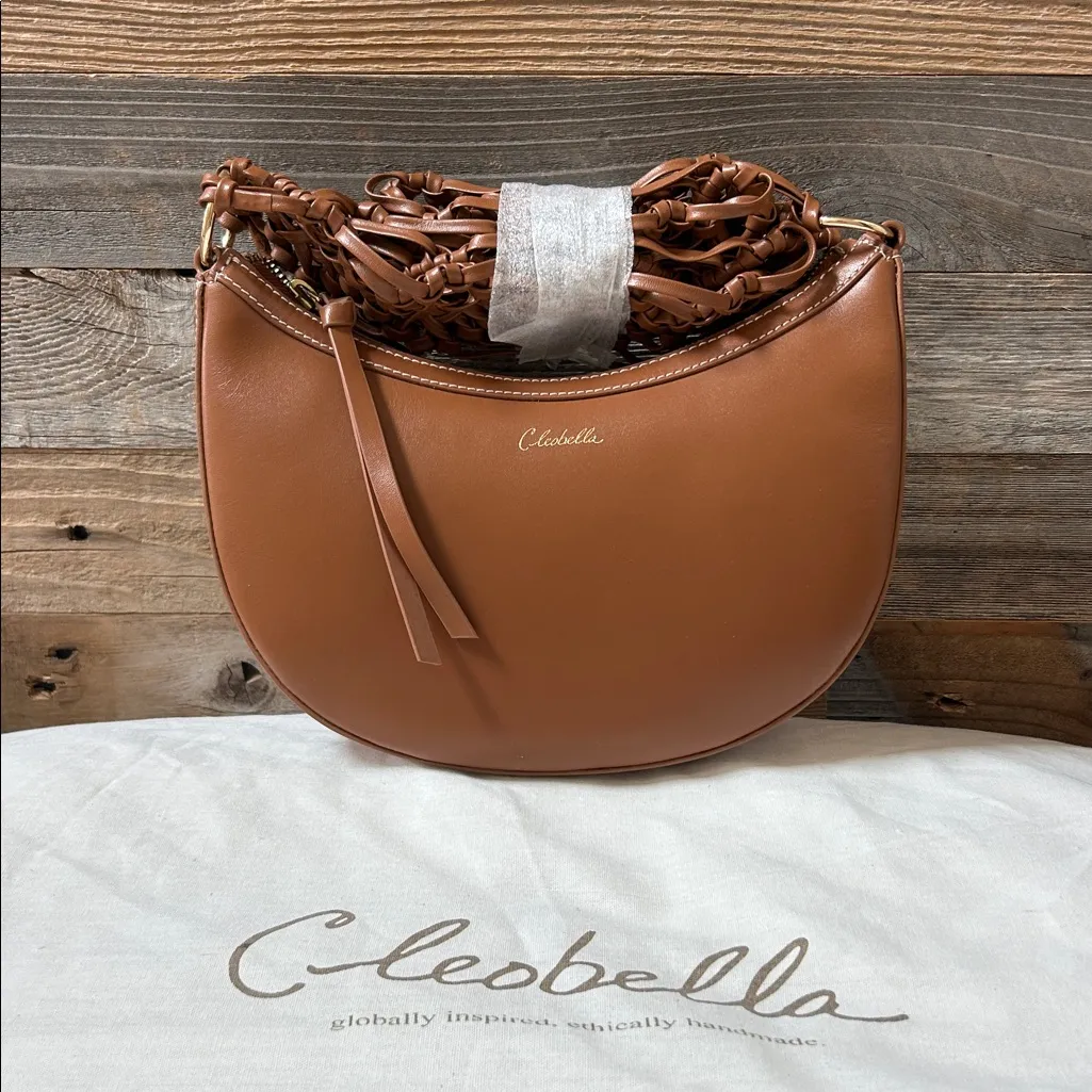 Cleobella Lorelei Macrame Strap Crossbody in Brown Leather New!! - Image 5