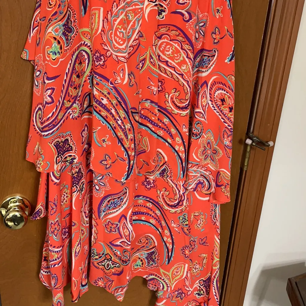 New Tahari ASL Women's Ruffle Sleeve V-Neck Smocked Waist Tiered Dress - Image 11