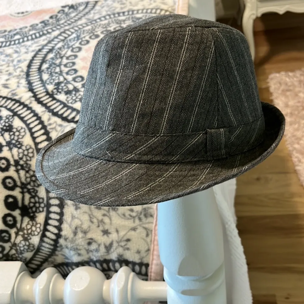 Womens Hat Fedora Gray Stripe Wool Acrylic - Image 7