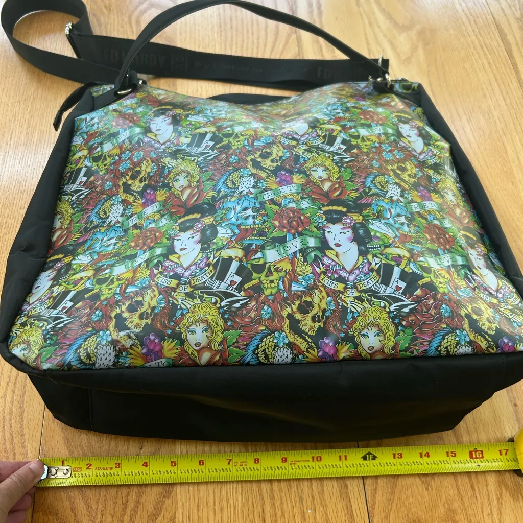 Ed Hardy by Christian Audigier Large Black Tote Geisha Girl True To My Love - Image 6