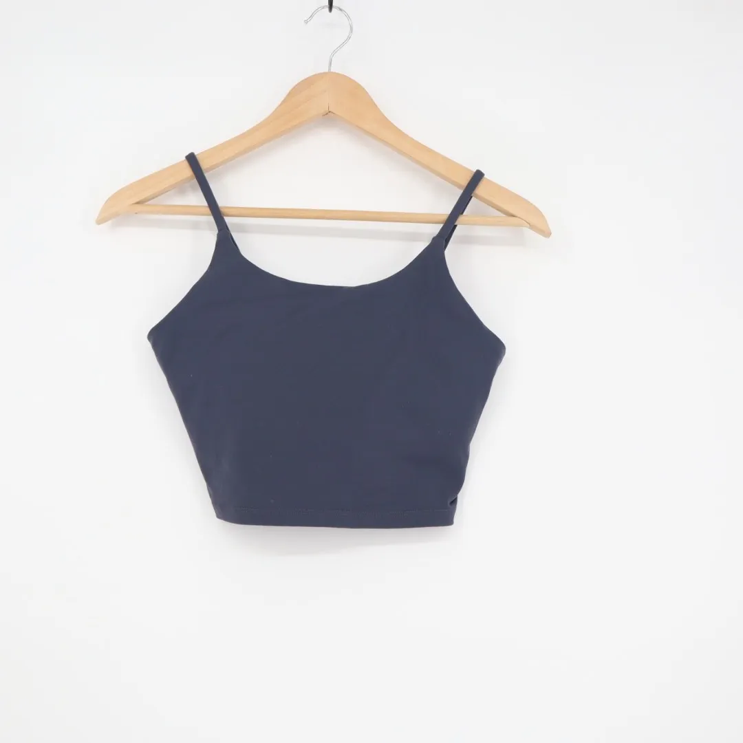 Athletic Crop Tank Top Navy Blue Spaghetti Strap Athletic Workout Size L Size L - Image 2