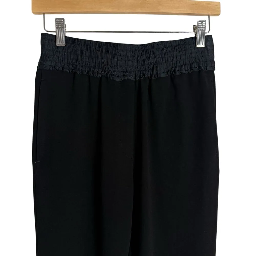 Sandro Paris Black Navy Smocked Waist Straight Leg Pull-On Dress Pants Size S - Image 4