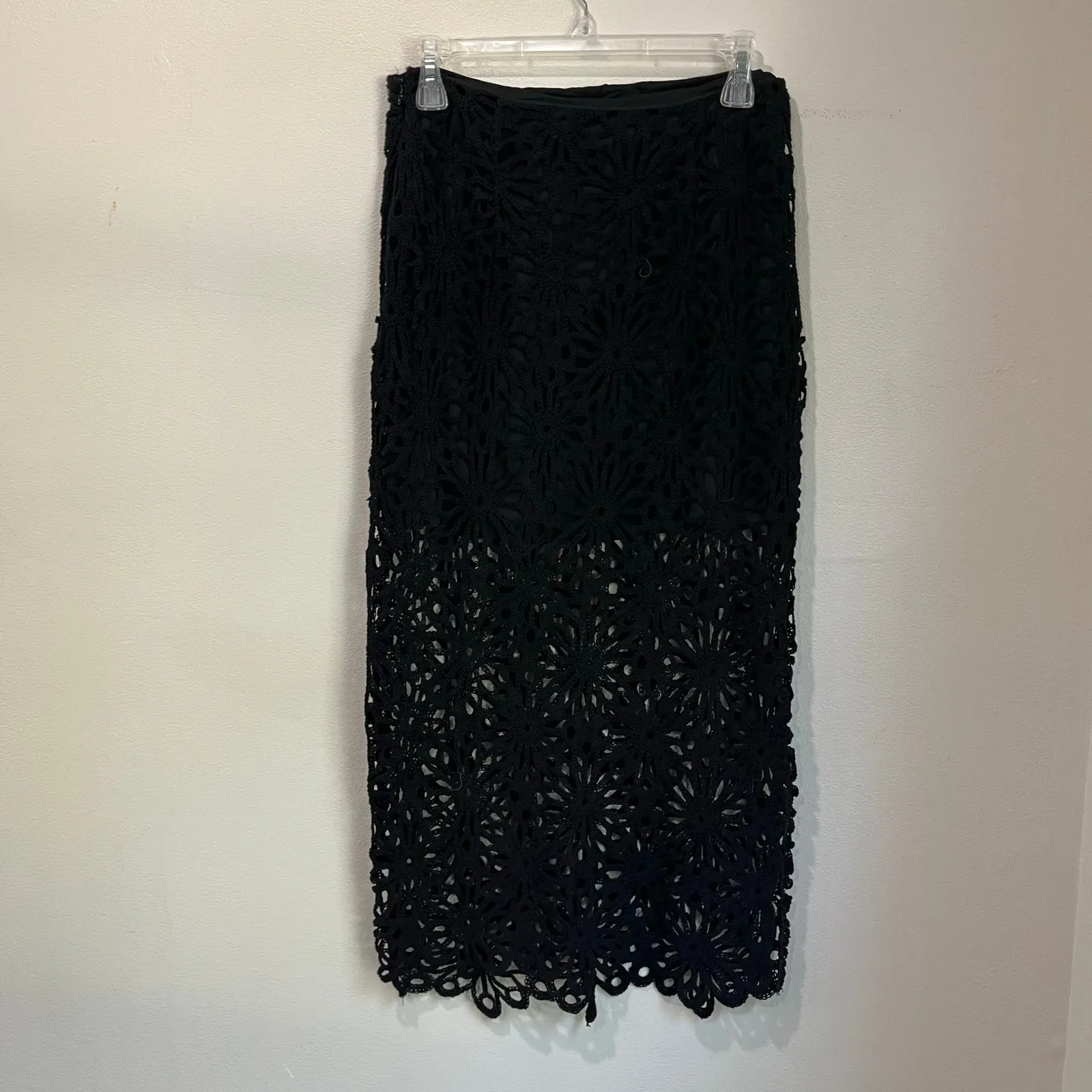 Express Crochet Midi Skirt Size 4 Black Boho Whimsygoth Sheer Overlay NWT - Image 3