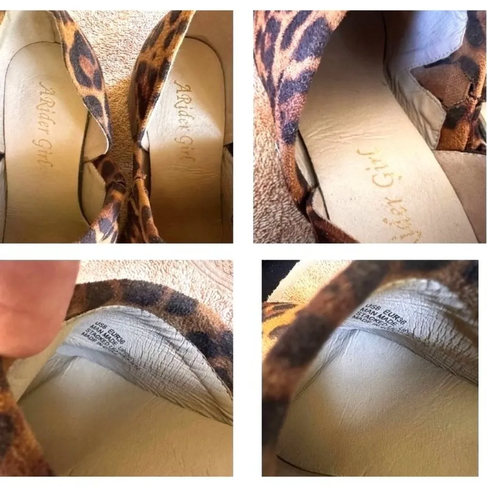 A Rider Girl Cheeta Ankle Boots Size 6 Slip On Ankle V Cut Stacked Leath… - Image 7