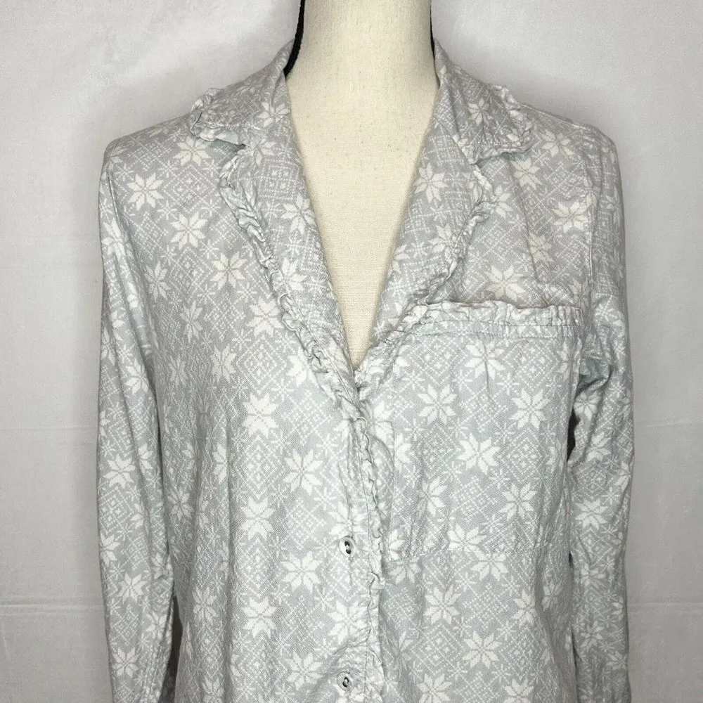 Soft Surroundings Gray Devine Flannel Pajama Lounge Set Sz XS Knit - Image 3