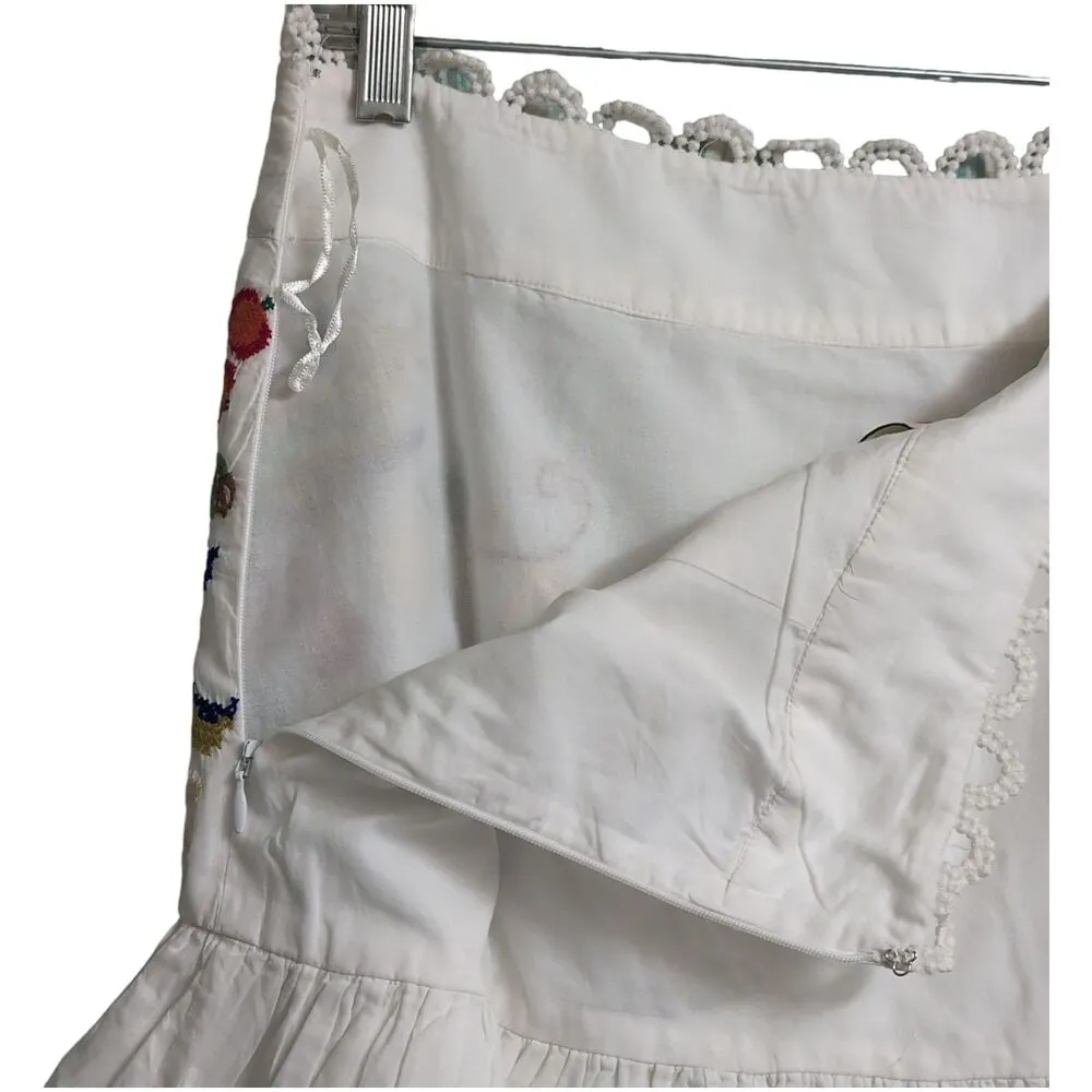 NWT Farm Rio Pitanga Embroidered Mini Skirt White Floral Boho Cotton Medium - Image 5