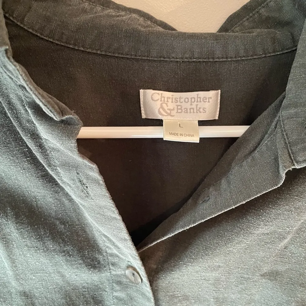 Christopher and Banks women’s dark green dressy blouse-large - Image 2