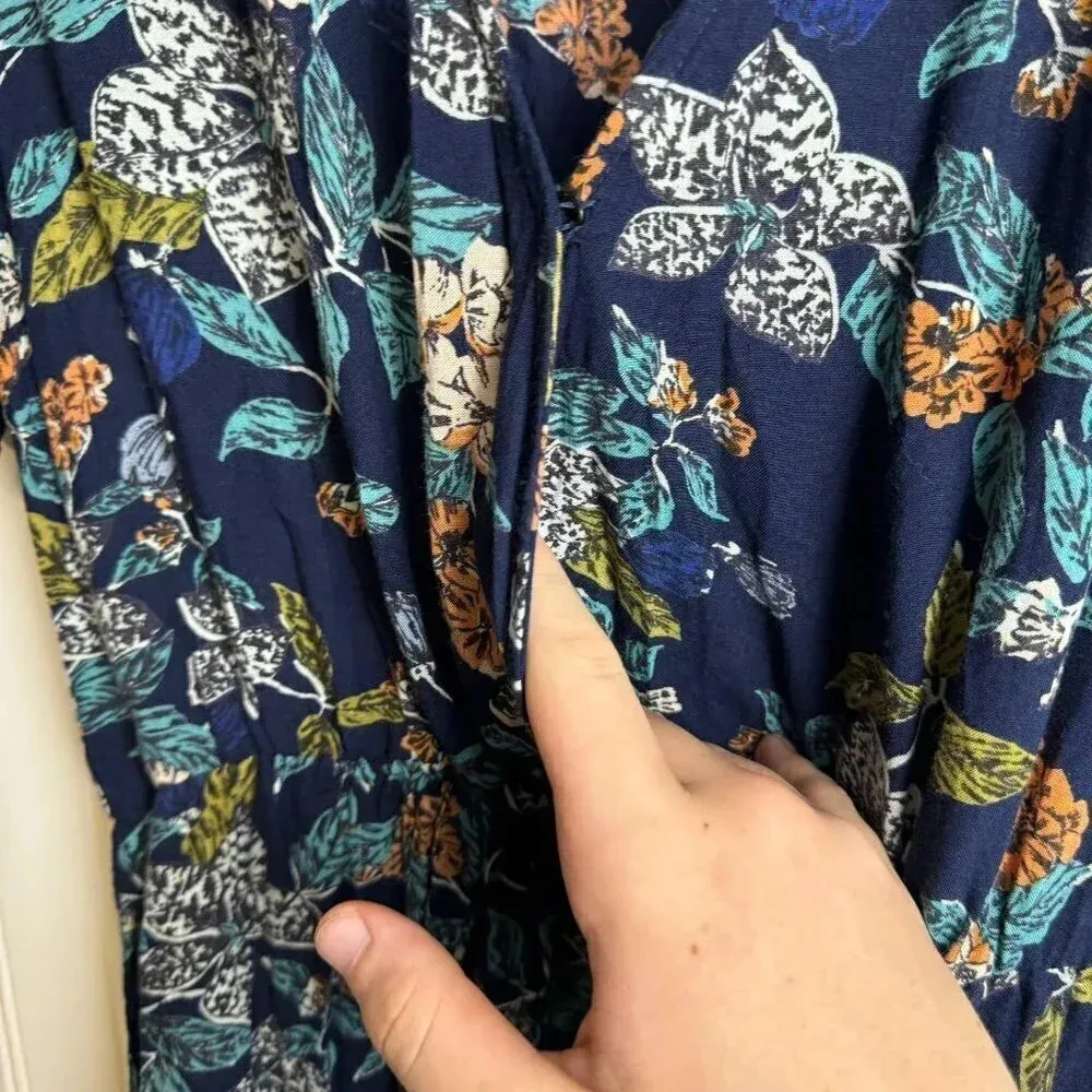Angie Navy Floral Romper/Maxi Dress Size Large A48 - Image 6