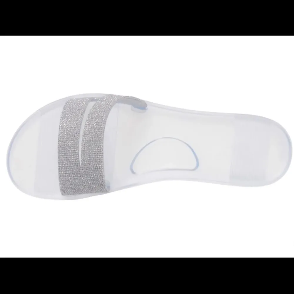 🆕 Jewel Badgley Mischka Butterfly Slide Sandal, Size 7 Silver - Image 5